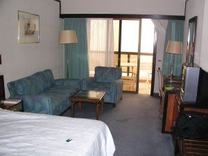 My room at the former Hotel del Mehari, Tripoli, Libya 2006, appears to have stopped in time. ©2014 OneOffTwoWheels.com