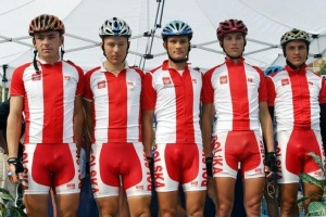 Polish Bicycling Team - Their helmets don't match. Image From the Internet
